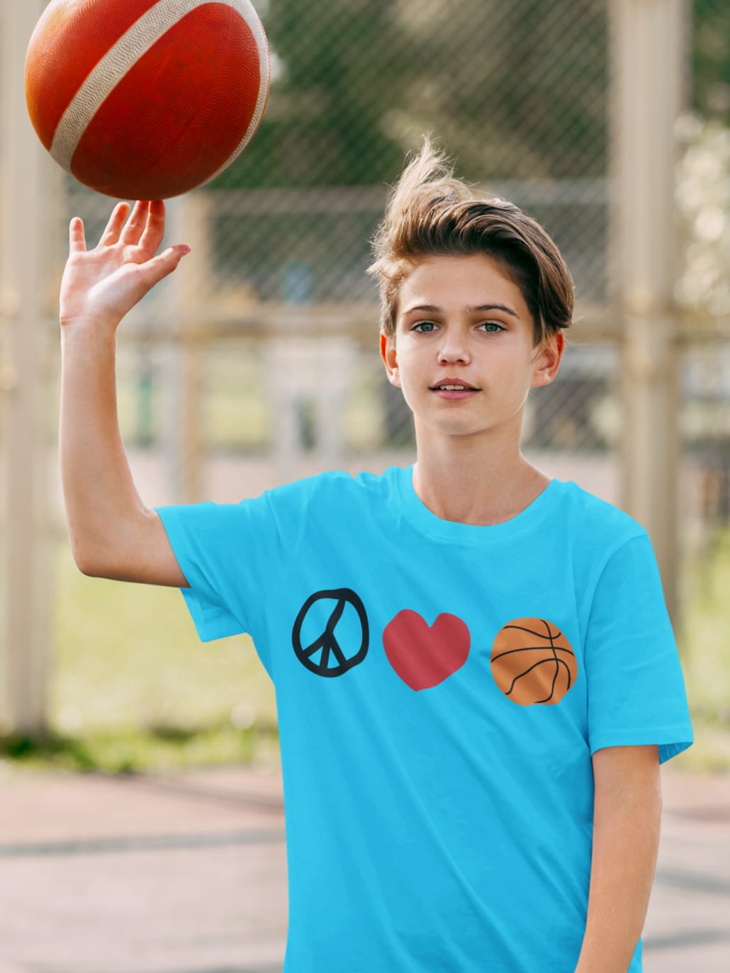happy Kid with basketball in hand